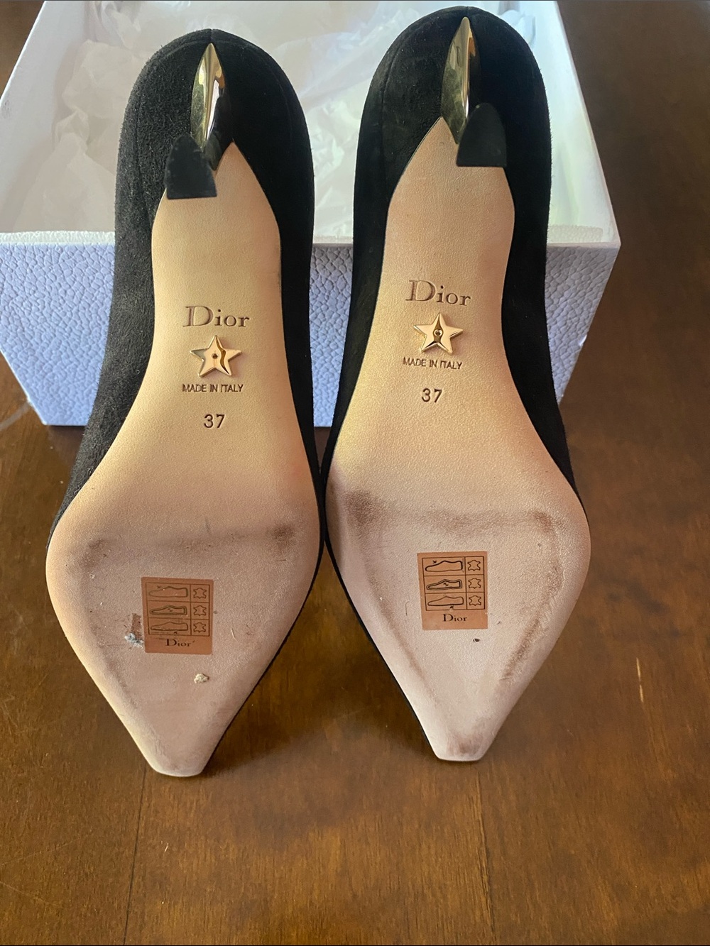 Dior Black Suede Pointed-Toe Stiletto Heels with Gold Heel - Picture 5 of 15